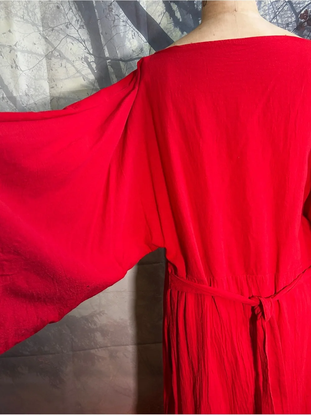 Red Womens Long Sleeve Maxi Dress - Picture 4 of 4
